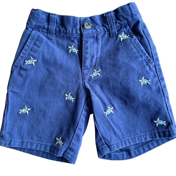 Janie and Jack Sea Turtle Embroidered Blue Toddler Boy Shorts - Size 2T - Picture 1 of 6